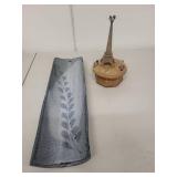 Handmade Pottery Wall Vase and Thorens Mademoiselle de Paris Music Box