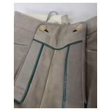 Vintage Leather Lederhosen Shorts with Green Trim and Button Detailing