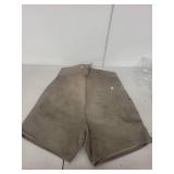 Vintage Leather Lederhosen Shorts with Green Trim and Button Detailing