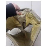 Vintage Leather Lederhosen Shorts with Green Trim and Button Detailing