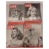 Collection of 7 Vintage Life Magazines from 1945 WWII Era