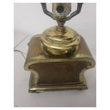 Vintage Brass Table Lamp with Fabric Shade