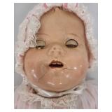 Vintage Composition Baby Doll with Pink Dress and Bonnet