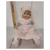 Vintage Composition Baby Doll with Pink Dress and Bonnet