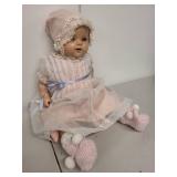 Vintage Composition Baby Doll with Pink Dress and Bonnet