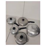 Set of 5 Wagner Ware Magnalite Vintage Aluminum Pots and Pans