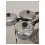 Set of 5 Wagner Ware Magnalite Vintage Aluminum Pots and Pans