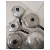 Set of 5 Wagner Ware Magnalite Vintage Aluminum Pots and Pans