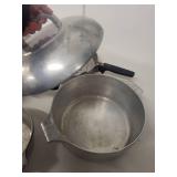 Set of 5 Wagner Ware Magnalite Vintage Aluminum Pots and Pans