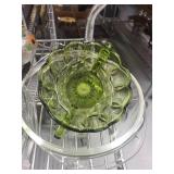 Collection of Vintage Glassware, Pitcher, Vase, Bowls, and Danbury Table Clock