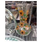 Collection of Vintage Glassware, Pitcher, Vase, Bowls, and Danbury Table Clock