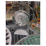 Collection of Vintage Glassware, Pitcher, Vase, Bowls, and Danbury Table Clock