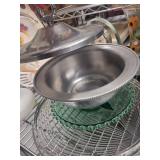 Collection of Vintage Glassware, Pitcher, Vase, Bowls, and Danbury Table Clock