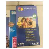 Lot of HP and Epson Photo Paper Packs and PictureMate Accessories