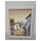 Framed Ricardo Moeller Village Scene Oil Painting 16x12