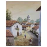 Framed Ricardo Moeller Village Scene Oil Painting 16x12