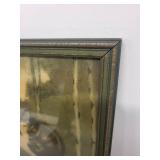 Framed Vintage Print of Girl Watching Bird with Rustic Frame