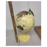 Vintage World Globe on Yellow Metal Stand