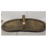 Large Vintage Handwoven Gathering Basket with Handle