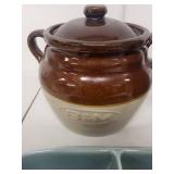 Set of 3 Vintage Stoneware Crocks and Divided Dish USA Pottery