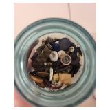 Vintage Ball Mason Jar with Assorted Buttons and Minnesota Chauffeur Badges
