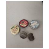 Vintage Ball Mason Jar with Assorted Buttons and Minnesota Chauffeur Badges