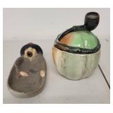 Vintage Smoky Joe Ashtray and Ceramic Pumpkin Lidded Dish Set
