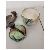 Vintage Smoky Joe Ashtray and Ceramic Pumpkin Lidded Dish Set