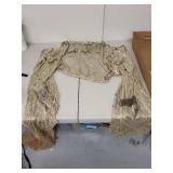 Vintage Costume Set with Sequin Shawl, Fabric, and Embellished Headpiece