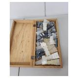 Stone Chess Set with Carved Onyx Pieces and Wooden Board-Box
