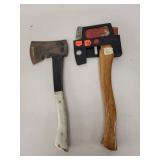 Lot of 2 Camping Hatchets with Wood Handles