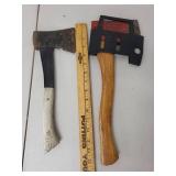 Lot of 2 Camping Hatchets with Wood Handles