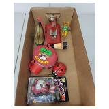 Vintage Toy Collection with Marx Sew Master, Snoopy Canteen, and Wind-Up Toys