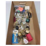 Mixed Lot of Vintage Keys, Padlocks, Keychains, and Accessories