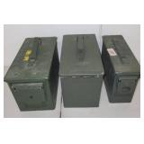 Set of 3 Military Surplus Metal Ammo Cans