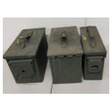 Set of 3 Military-Style Metal Ammo Storage Cans