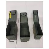 Set of 3 Military-Style Metal Ammo Storage Cans