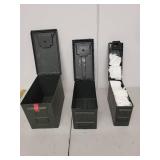 Set of 3 Military Metal Ammo Cans Assorted Sizes