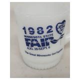 1982 Minnesota State Fair Collectible Milk Glass Mug