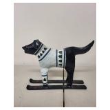 Foreside Metal Dog on Skis Winter Figurine 10 Inch