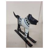 Foreside Metal Dog on Skis Winter Figurine 10 Inch