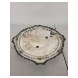 Vintage Silver-Plated Serving Tray with Ornate Rim and Hallmark