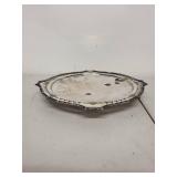 Vintage Silver-Plated Serving Tray with Ornate Rim and Hallmark