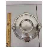 Vintage Silver-Plated Serving Tray with Ornate Rim and Hallmark