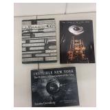 Set of 3 Illustrated Hardcover Books: Boxwood & Ivory, Clock of the Long Now, Invisible New York