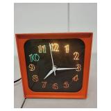 Vintage Model 800S Orange Electric Light-Up Wall Clock