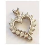 Sterling Silver and Cubic Zirconia Heart-Shaped Pendant