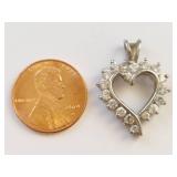 Sterling Silver and Cubic Zirconia Heart-Shaped Pendant