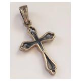 Vintage Sterling Silver Marcasite Cross Pendant