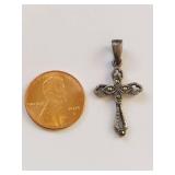 Vintage Sterling Silver Marcasite Cross Pendant